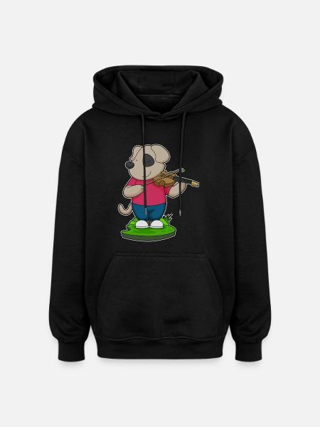 Dog Musician Violin Music - Oversized Unisex Hoodie - black