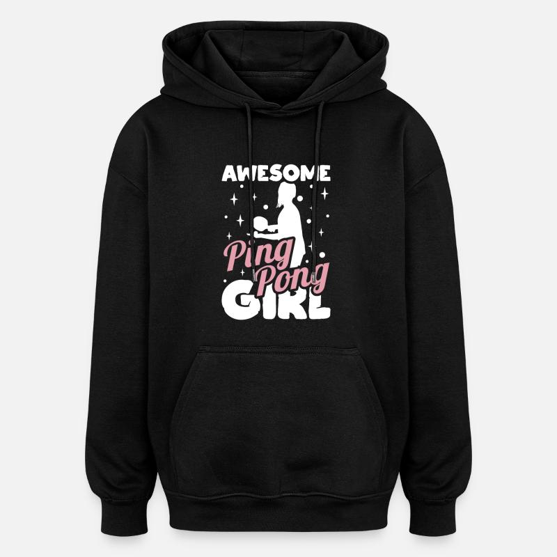 Tennis de table filles - Sweat à capuche oversize unisexe - noir