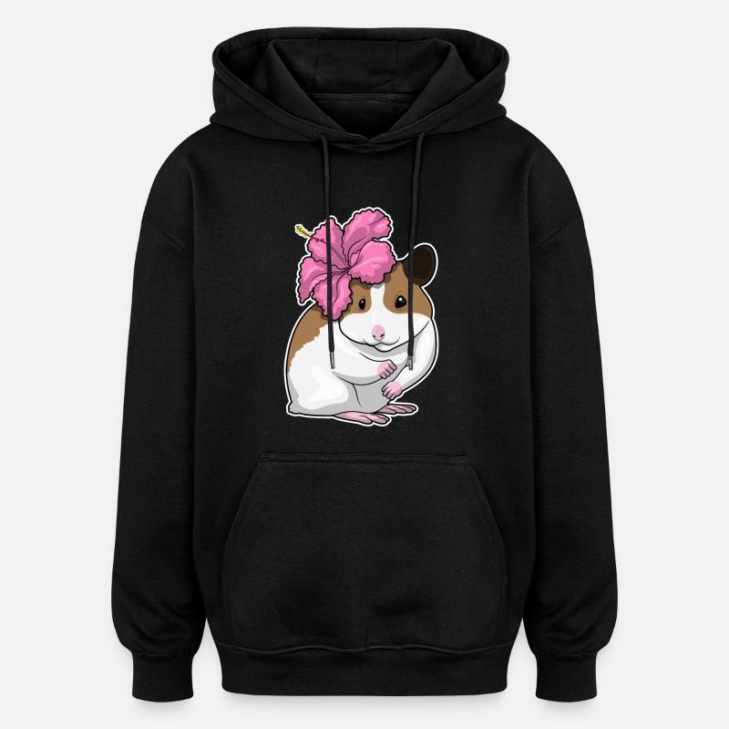 Hamster Hibiskus Blumen - Oversized Unisex Hoodie - Schwarz