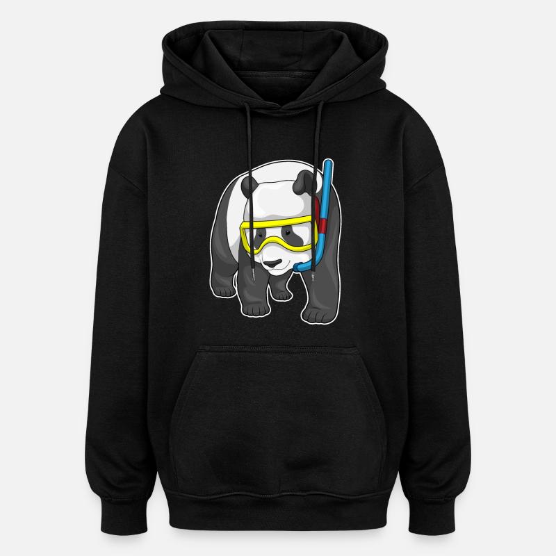Panda Diver Snorkel - Sweat à capuche oversize unisexe - noir