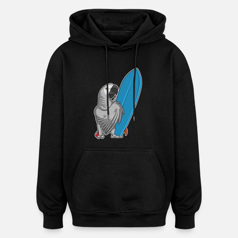 Parrot surf board Summer - Sweat à capuche oversize unisexe - noir