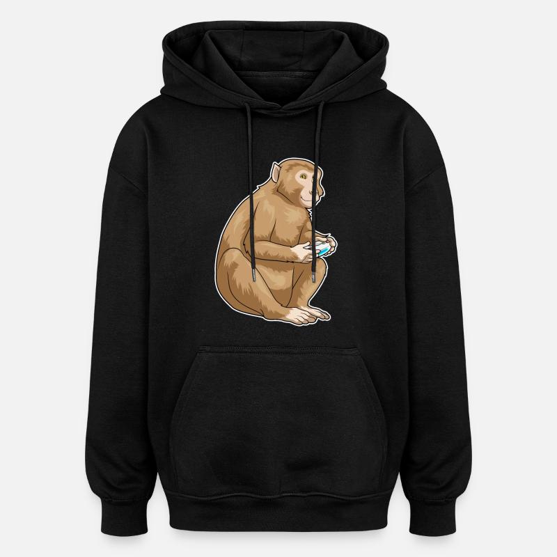 Affe Gamer Controller - Oversized Unisex Hoodie - Schwarz