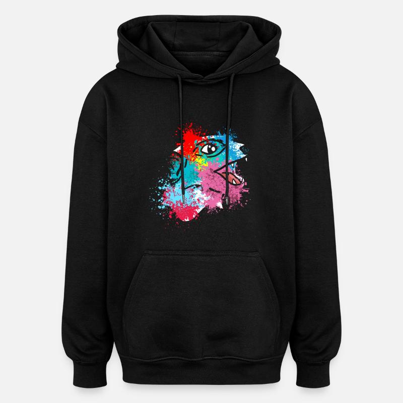 Suricates Splash Art Surikate - Sweat à capuche oversize unisexe - noir