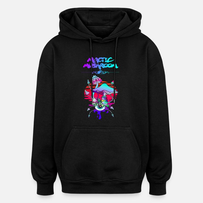 Magic Mushroom Sunset - Oversized Unisex Hoodie - black