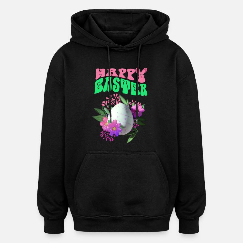 Frohe Ostern Osterei Blumenkunst - Oversized Unisex Hoodie - Schwarz
