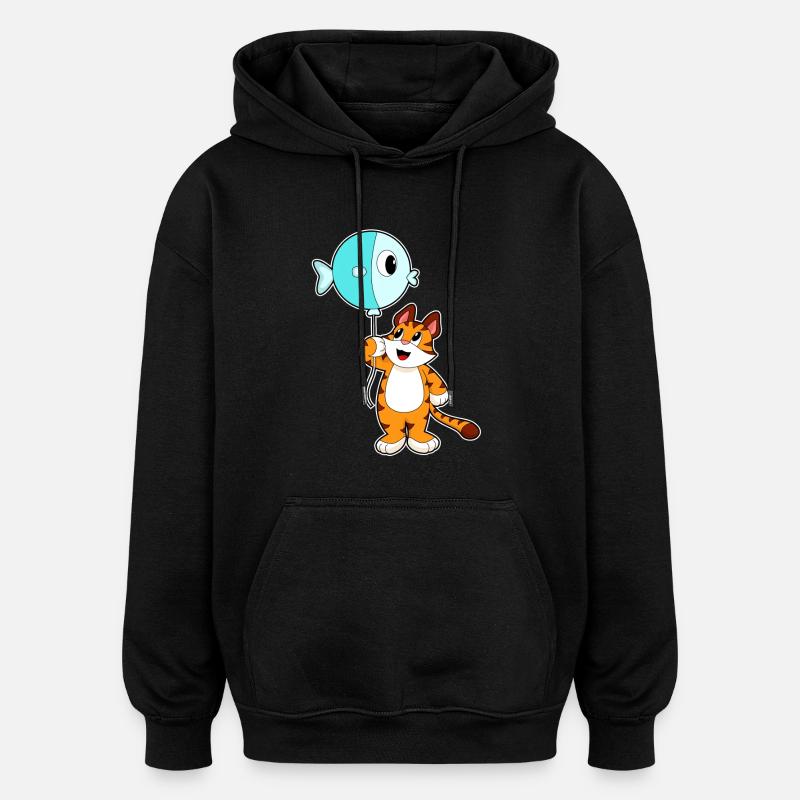 Poisson ballon tigre - Sweat à capuche oversize unisexe - noir