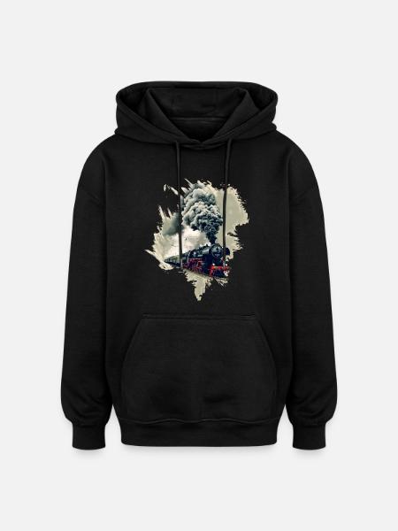 Old steam locomotive - Oversized Unisex Hoodie - black