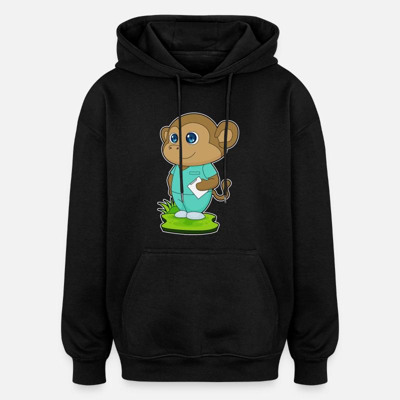Monkey Nurse - Oversized Unisex Hoodie - black