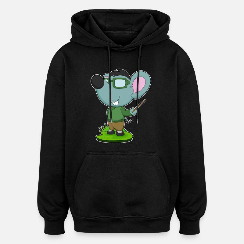 Mouse Teacher Pointer School - Oversized Unisex Hoodie - black