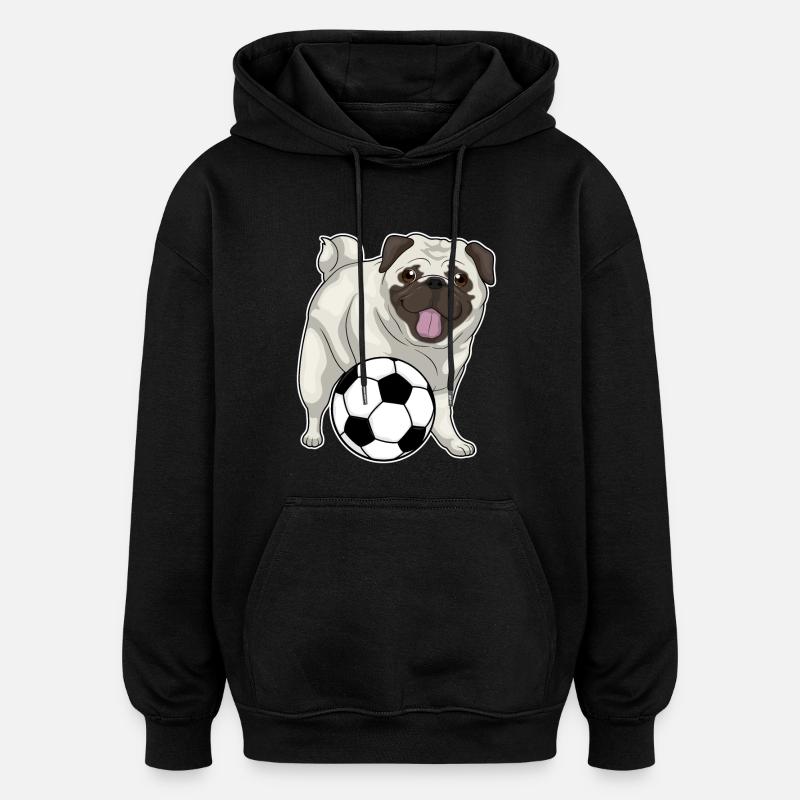 Pug Soccer Player Soccer - Sweat à capuche oversize unisexe - noir