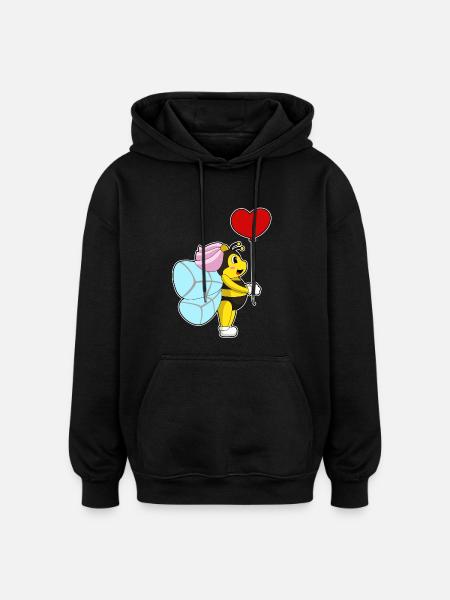 Bee Bride Balloon Wedding - Oversized Unisex Hoodie - black
