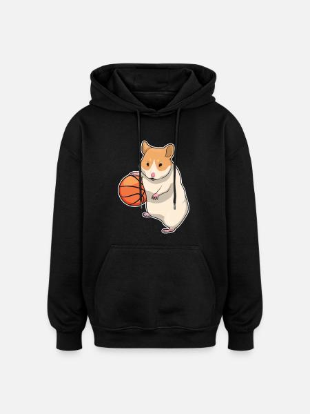 Hamster Basketteur Basketteur - Sweat à capuche oversize unisexe - noir