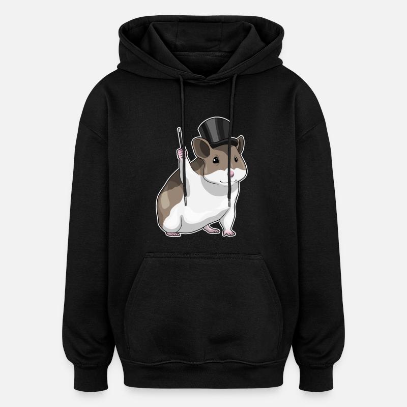 Hamster Wizard Wand - Oversized Unisex Hoodie - black