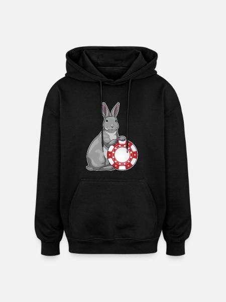 Bunny Poker Poker Chips - Oversized Unisex Hoodie - black