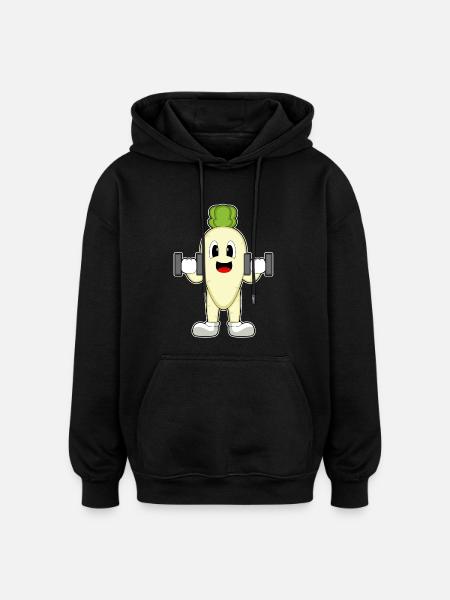 Radieschen Bodybuilder Hanteln Bodybuilding - Oversized Unisex Hoodie - Schwarz