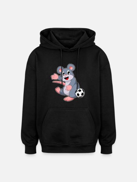 Mouse Soccer Player Soccer - Oversized Unisex Hoodie - black