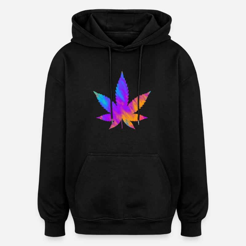 Cannabis Blatt | Hanfblatt Farbverlauf  - Oversized Unisex Hoodie - Schwarz