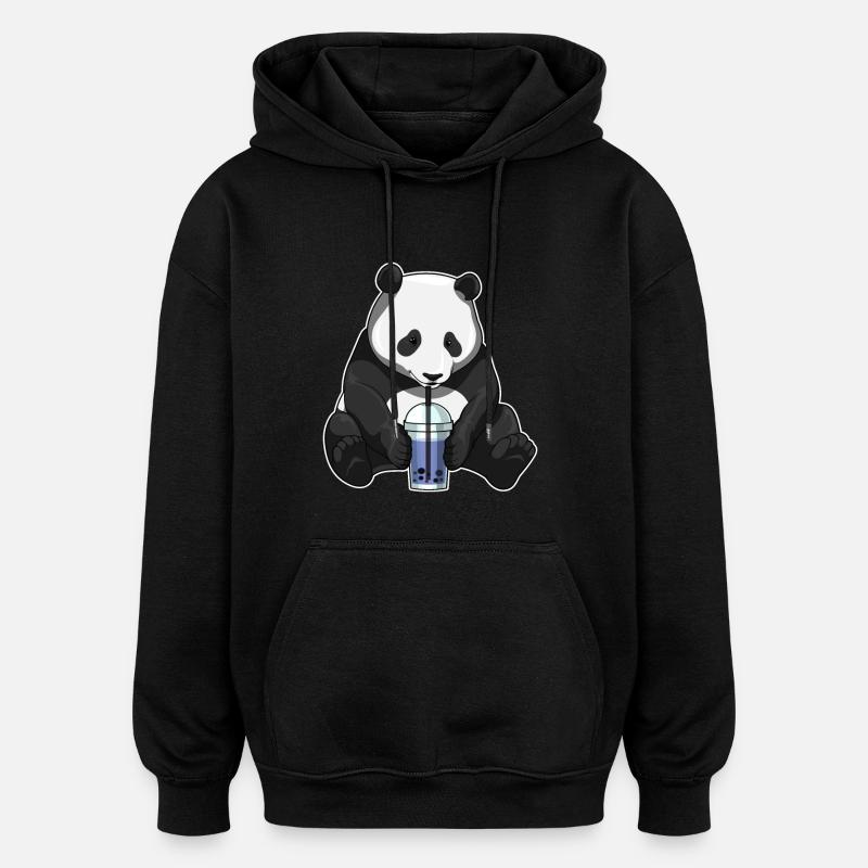 Panda Bubble Tea - Oversized Unisex Hoodie - Schwarz