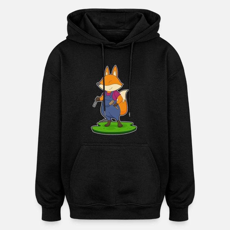 Fuchs Handwerker Hammer Meißel - Oversized Unisex Hoodie - Schwarz