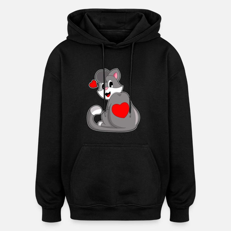 Cœur de chat - Sweat à capuche oversize unisexe - noir