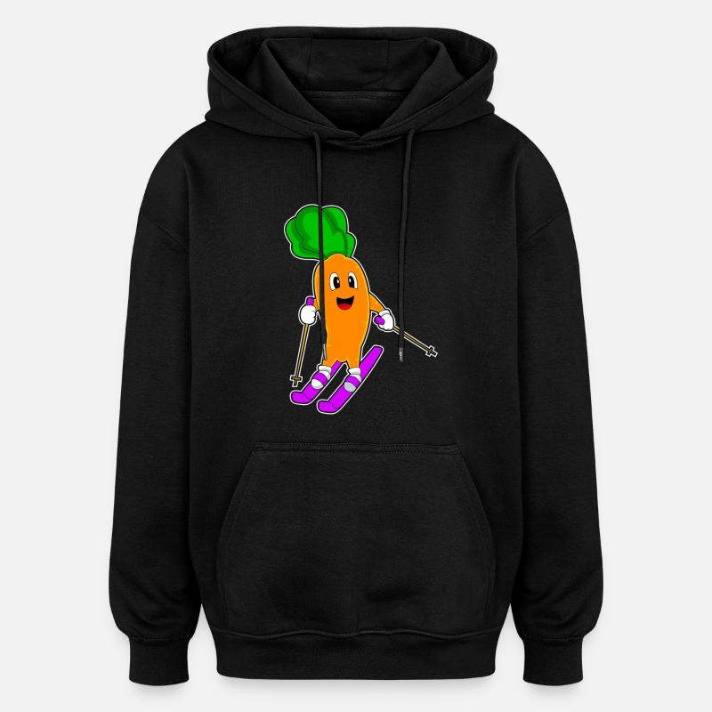 Carrotte Skieur Ski - Sweat à capuche oversize unisexe - noir