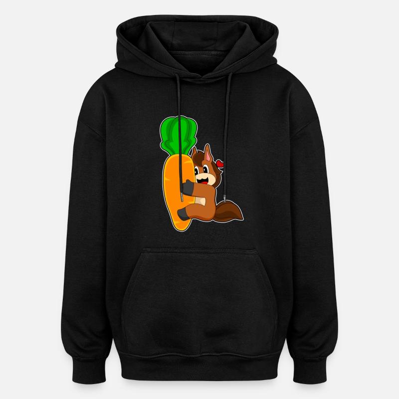 Pferd Karotte - Oversized Unisex Hoodie - Schwarz