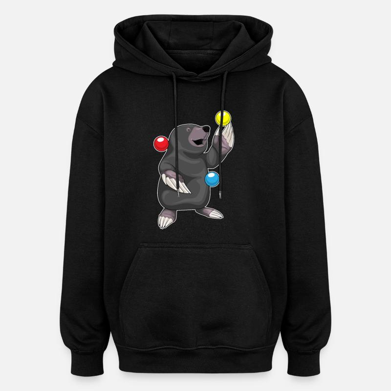 Jongleur taupe Jonglerie - Sweat à capuche oversize unisexe - noir