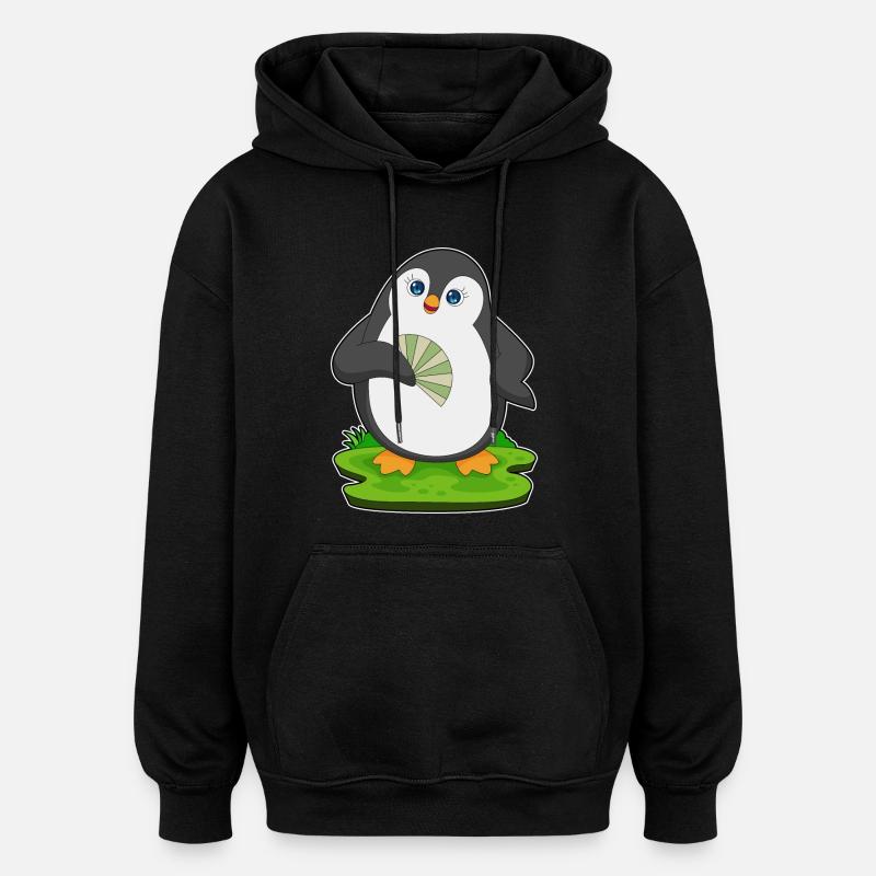 Pinguin Handventilator - Oversized Unisex Hoodie - Schwarz