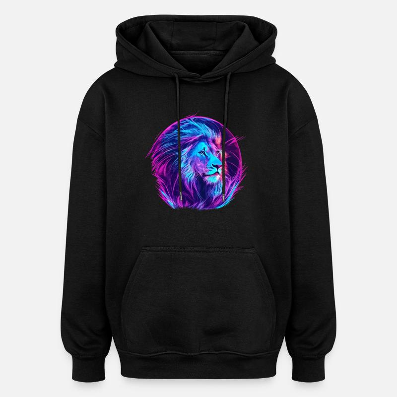 Löwe Vaporwave EDM - Oversized Unisex Hoodie - Schwarz