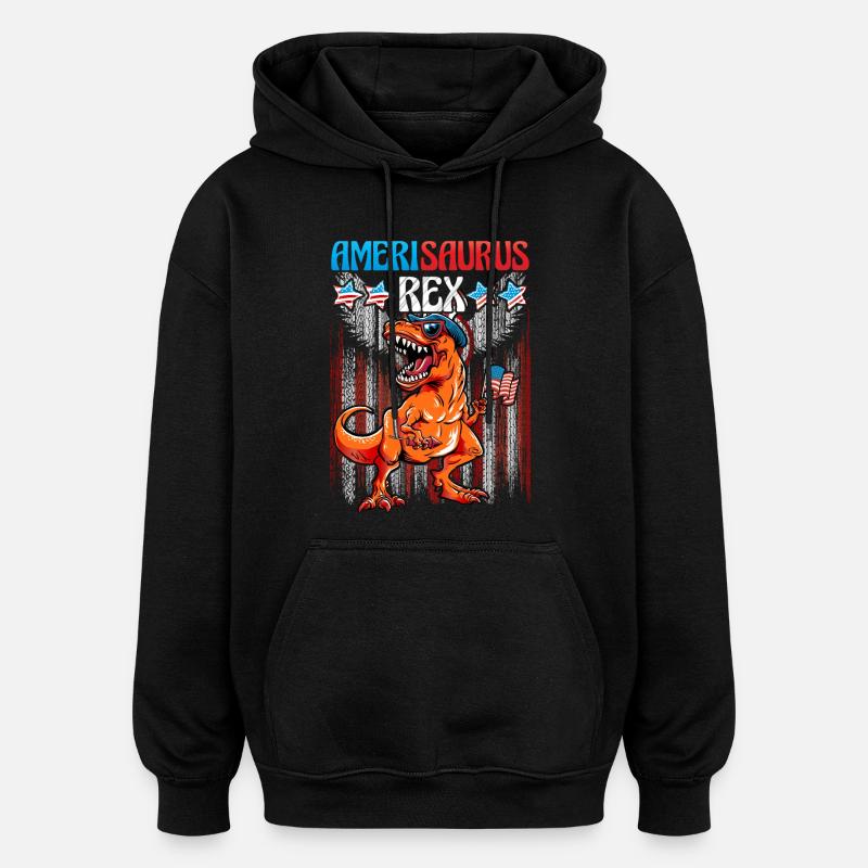 Amerisaurus Rex 4 juillet - Sweat à capuche oversize unisexe - noir