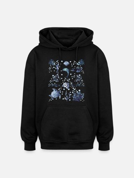 Under the Ocean - Marine Life Lovers - Oversized Unisex Hoodie - Schwarz