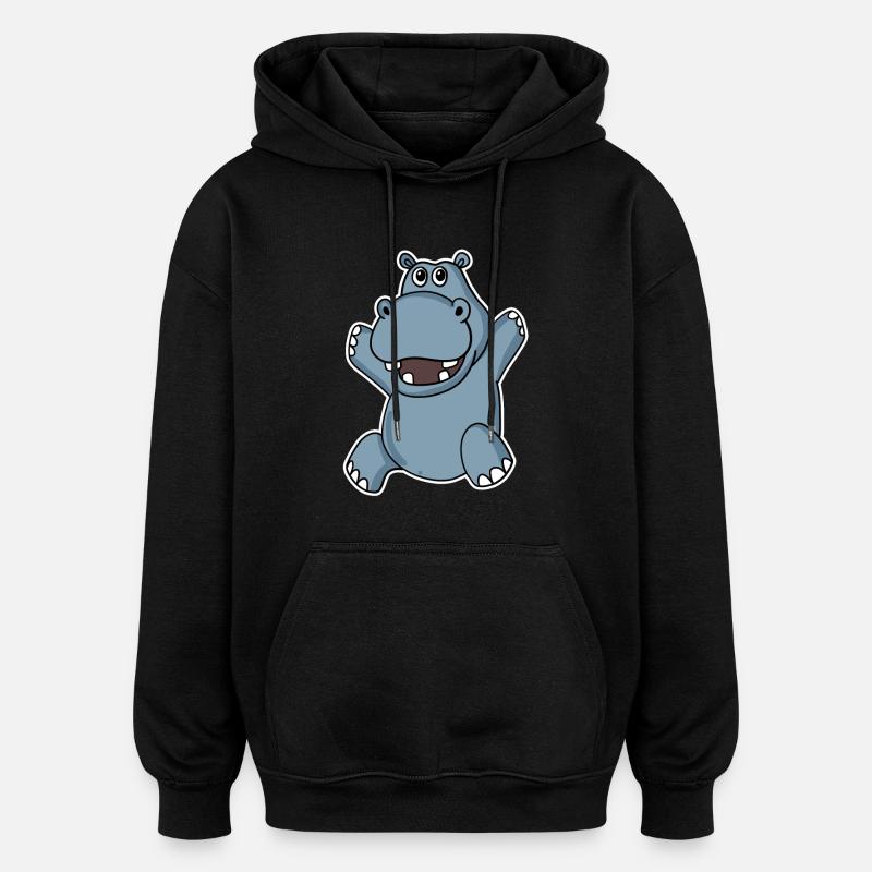 Hippopotame mignon - Sweat à capuche oversize unisexe - noir