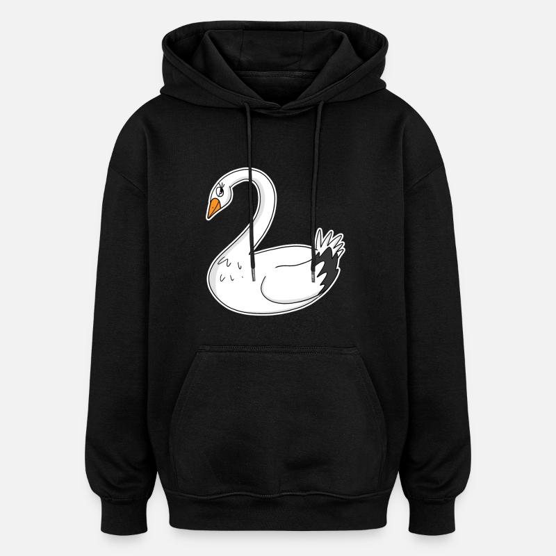 Cygne - Sweat à capuche oversize unisexe - noir