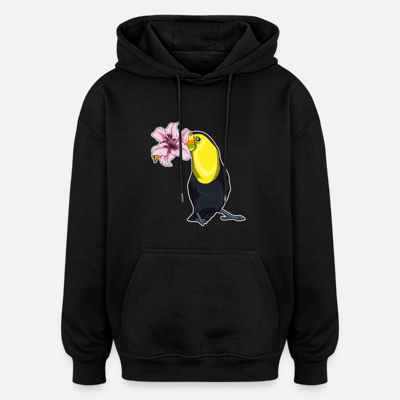 Toucan Fleurs de lys - Sweat à capuche oversize unisexe - noir