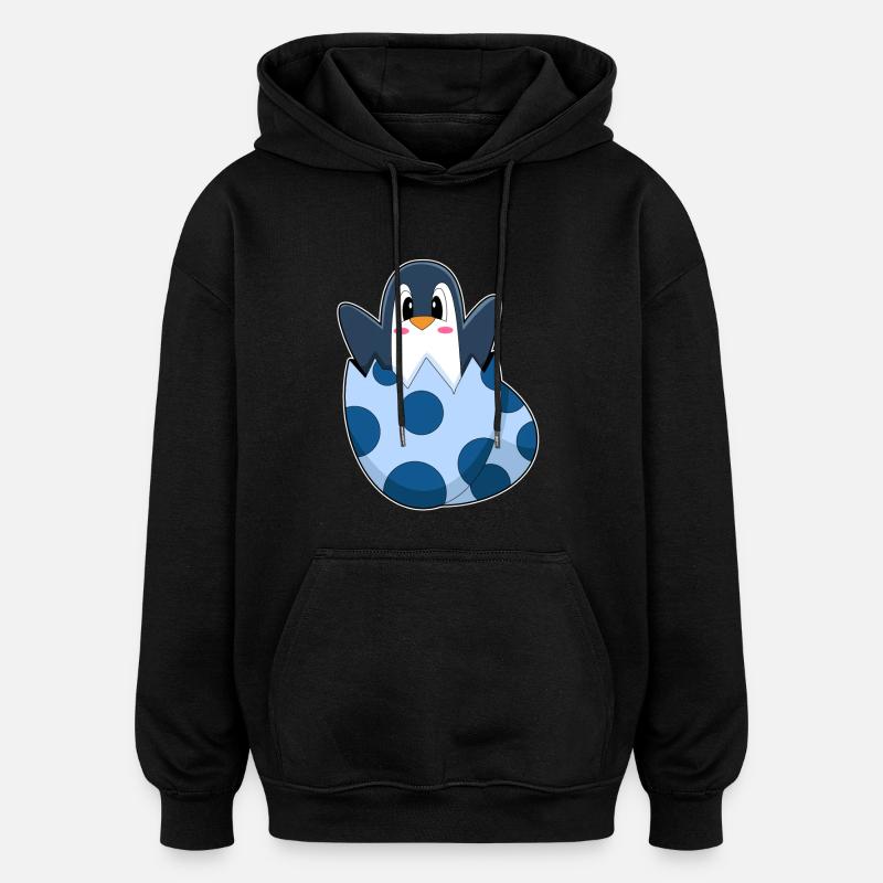 Pinguin Ei - Oversized Unisex Hoodie - Schwarz