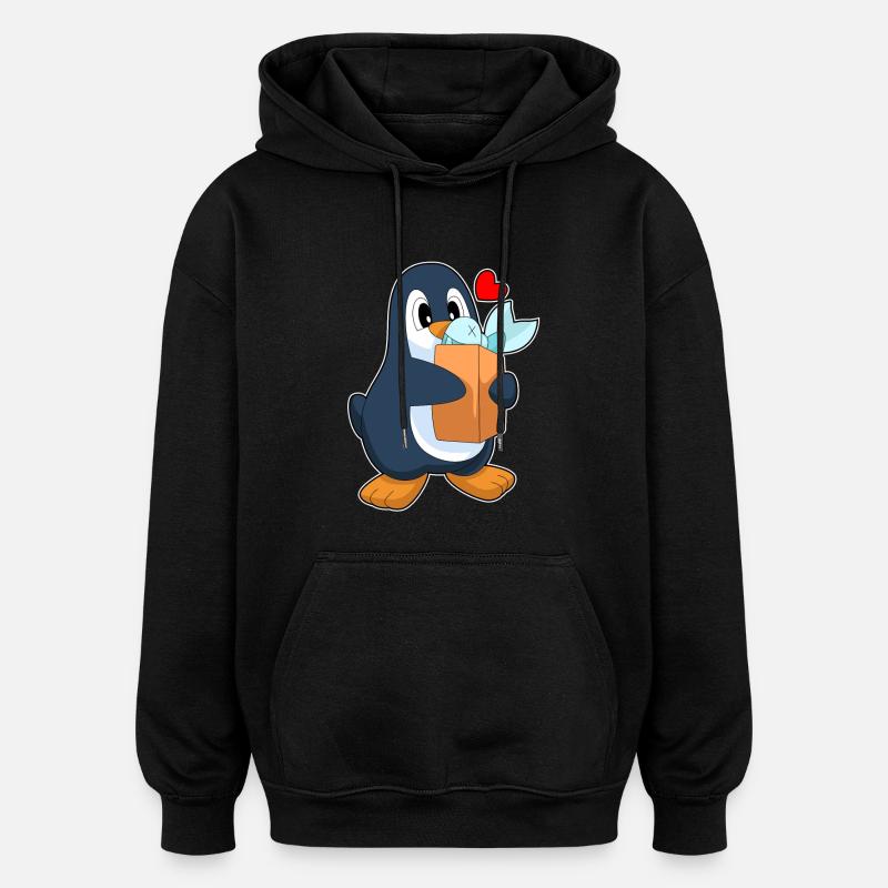 Poisson manchot - Sweat à capuche oversize unisexe - noir