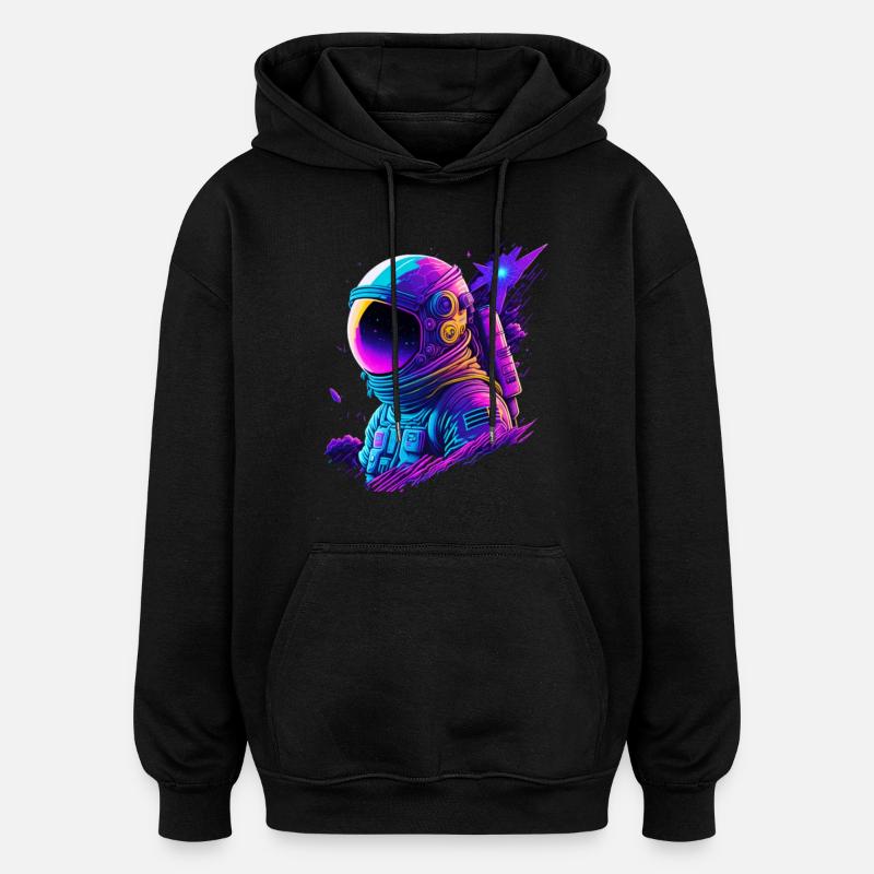 Synthwave Astronaut Space Explorer - Oversized Unisex Hoodie - Schwarz
