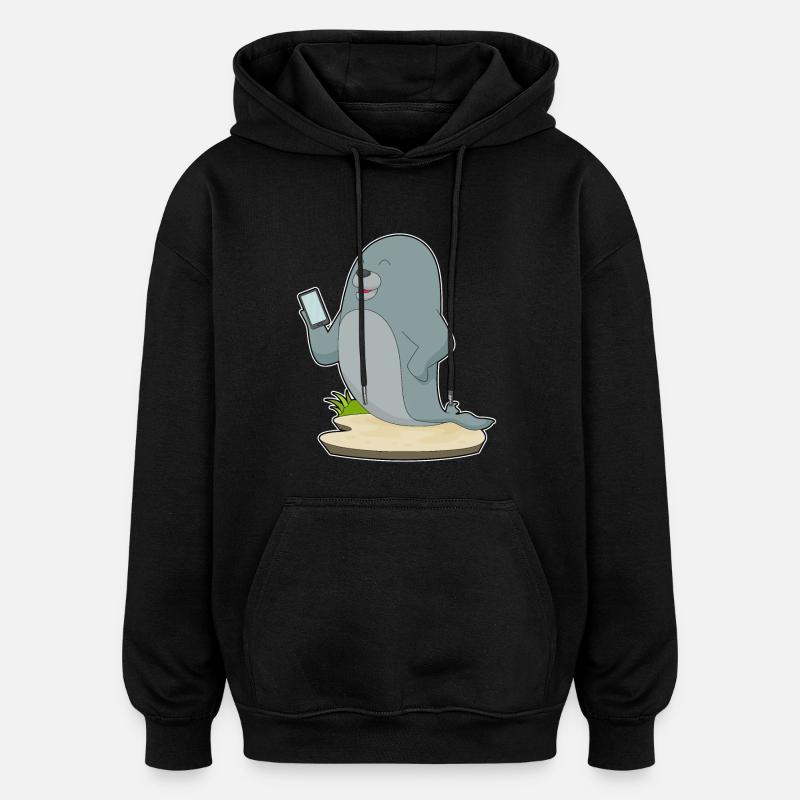 Seal Smartphone - Sweat à capuche oversize unisexe - noir