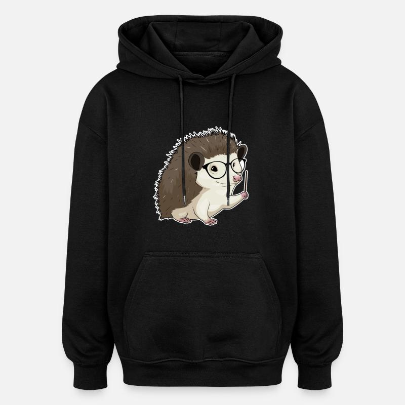 Pointeur d’enseignant hérisson - Sweat à capuche oversize unisexe - noir