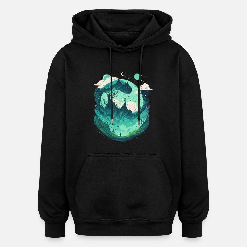 Fantasie Wunderland Märchenwald - Oversized Unisex Hoodie - Schwarz