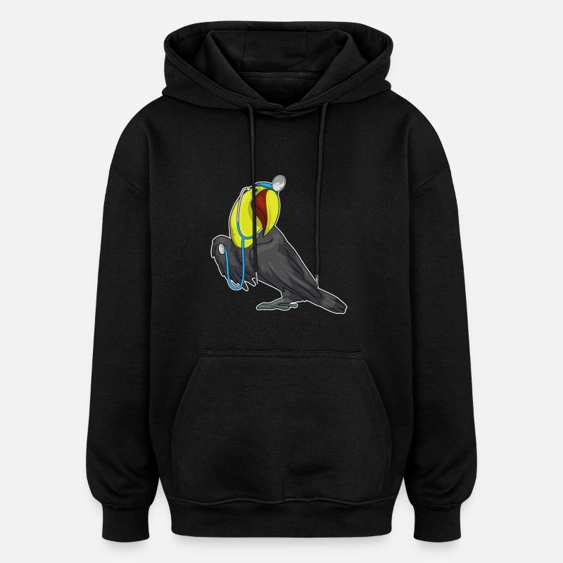 Toucan Docteur Stéthoscope - Sweat à capuche oversize unisexe - noir