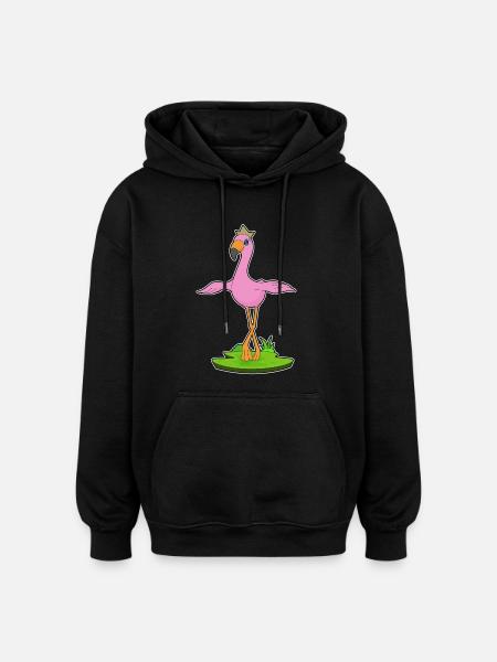 Flamingo Crown - Oversized Unisex Hoodie - black