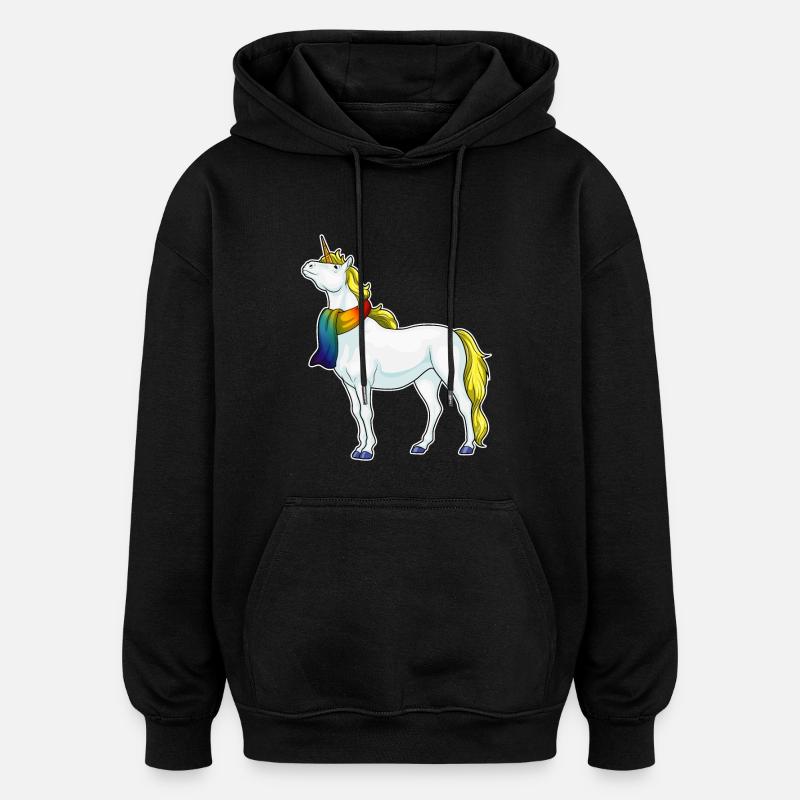 Einhorn Schal - Oversized Unisex Hoodie - Schwarz