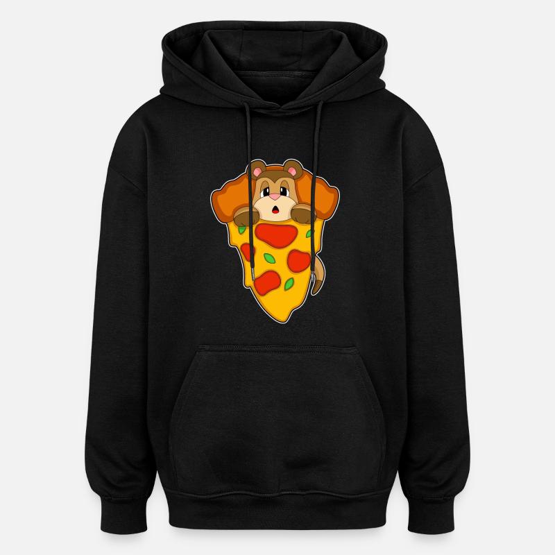 Erdmännchen Pizza - Oversized Unisex Hoodie - Schwarz