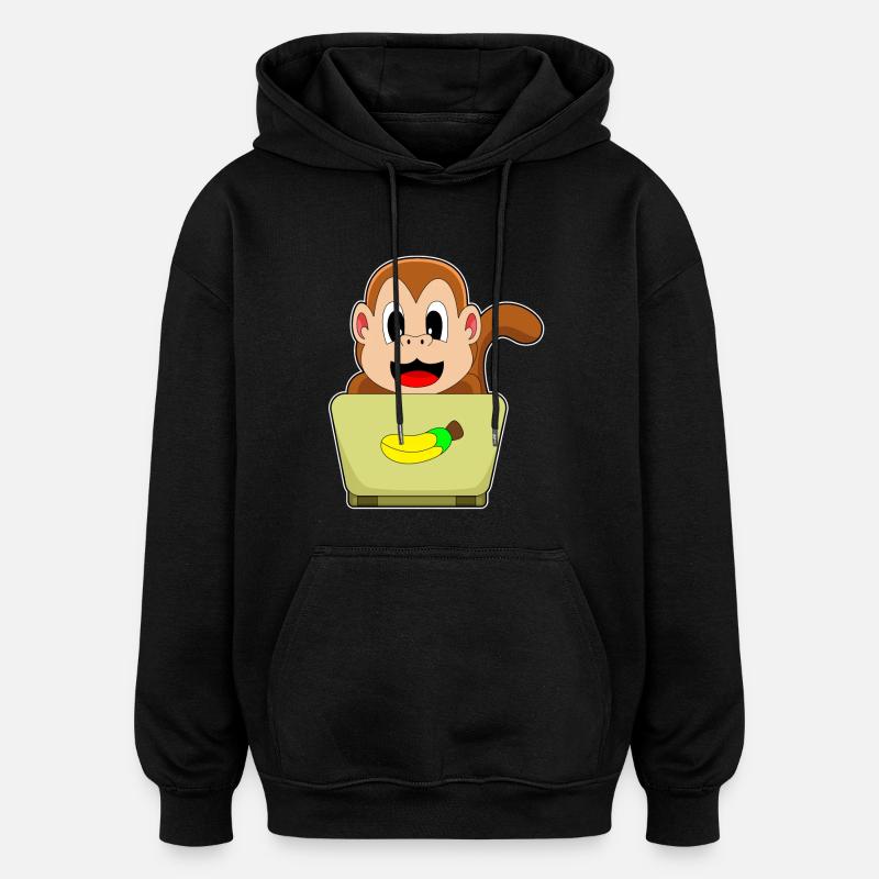 Monkey Laptop - Oversized Unisex Hoodie - black
