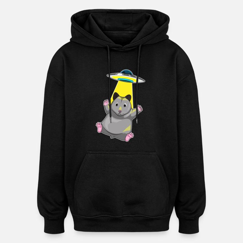 Hamster Spaceship Space - Sweat à capuche oversize unisexe - noir