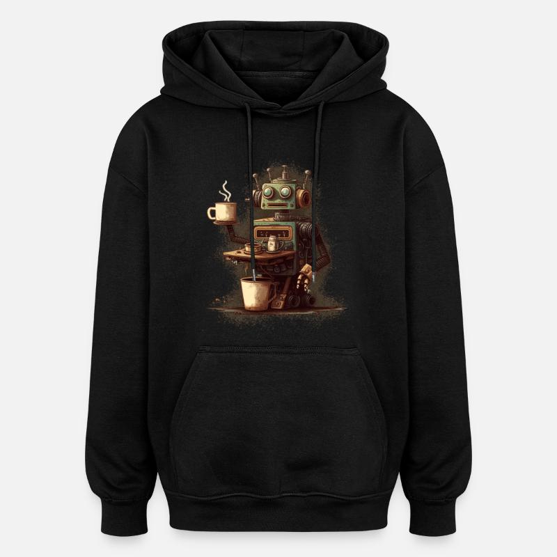 Robot de cuisson du café - Sweat à capuche oversize unisexe - noir
