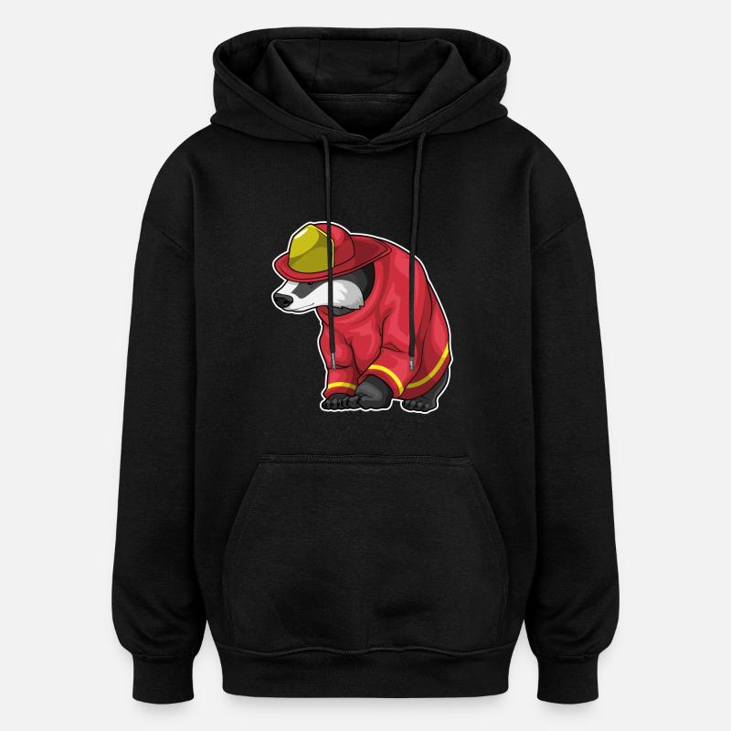Brigade des pompiers Badger - Sweat à capuche oversize unisexe - noir
