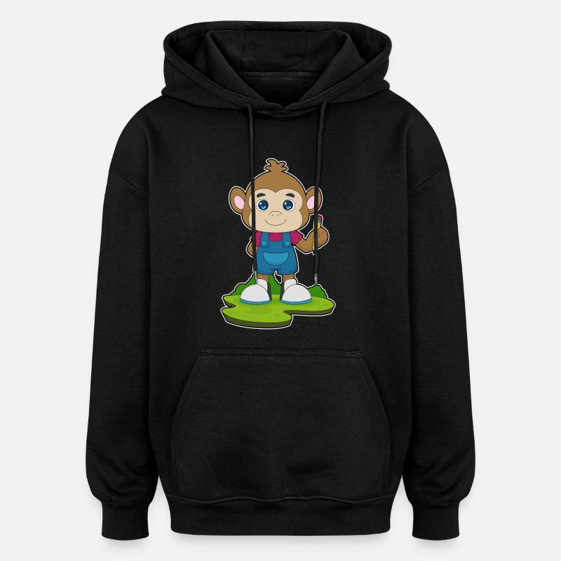 École Monkey Pencil - Sweat à capuche oversize unisexe - noir