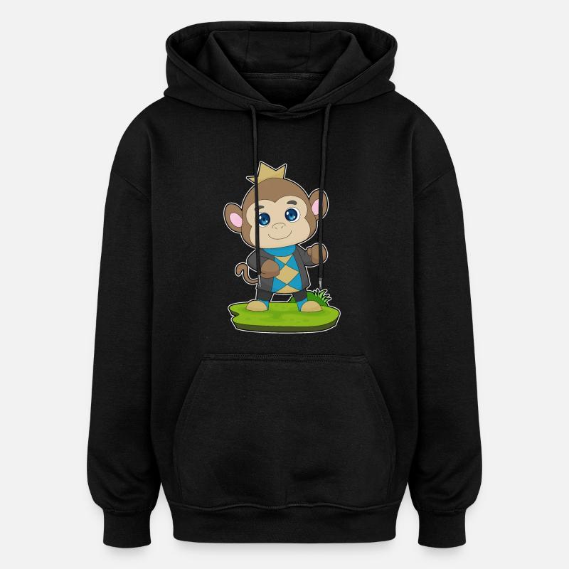 Affe Prinz Krone - Oversized Unisex Hoodie - Schwarz